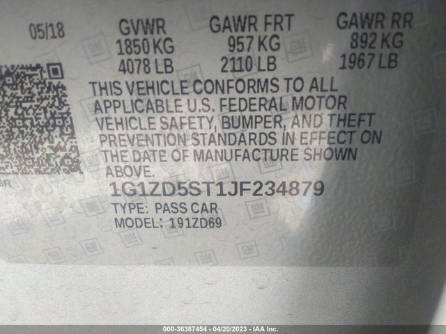 Chevrolet MALIBU LT 2018 1G1ZD5ST1JF234879 Image 10