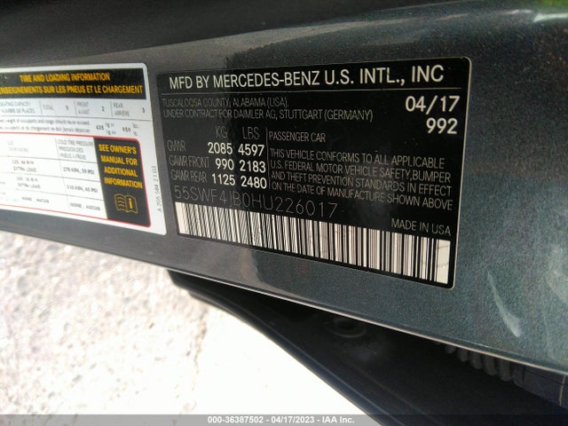 55SWF4JB0HU226017 Mercedes-Benz C-class C 300