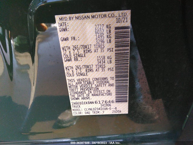 Nissan Frontier Pro-4x 2022 1N6ED1EK6NN617646 Image 11