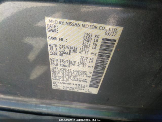 5N1AZ2MH6HN148721 Nissan MURANO S