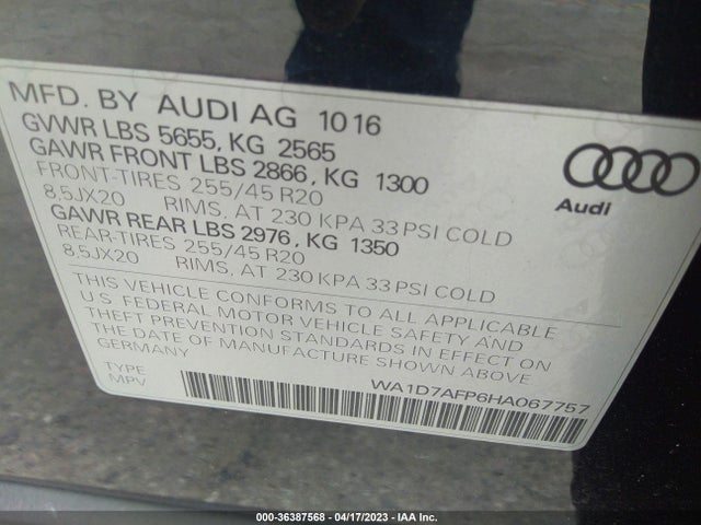 WA1D7AFP6HA067757 Audi Q5 Premium Plus