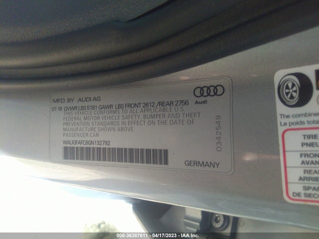 WAUGFAFC6GN132792 Audi A6 2.0t Premium Plus