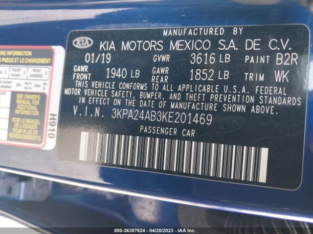 3KPA24AB3KE201469 KIA RIO S
