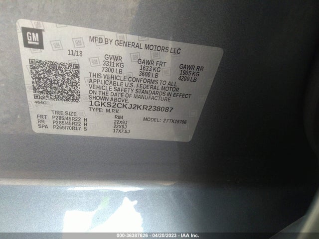 GMC YUKON DENALI 2019 1GKS2CKJ2KR238087 Image 9