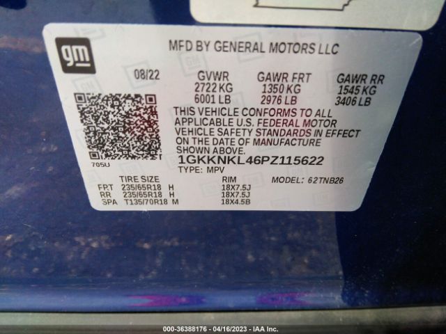 1GKKNKL46PZ115622 GMC ACADIA SLE