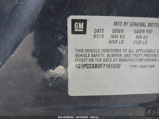 Chevrolet CRUZE LT 2015 1G1PC5SB8F7181939 Image 11