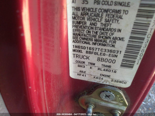 1996 NISSAN TRUCK KING CAB SE/KING CAB XE VIN: 1N6SD16S7TC336031