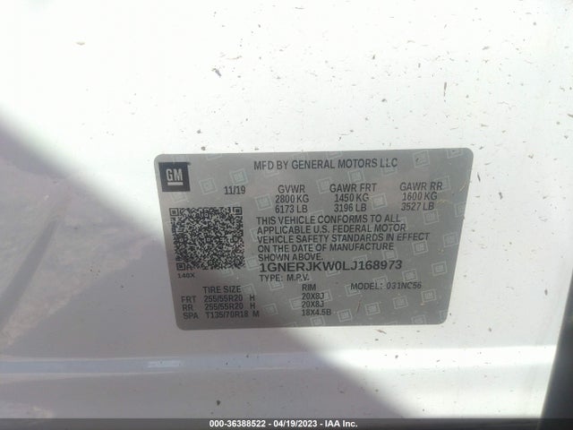 Chevrolet Traverse Rs 2020 1GNERJKW0LJ168973 Image 9