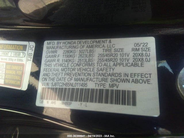 Acura Rdx Pmc Edition/w 2022 5J8TC2H85NL011495 Image 9
