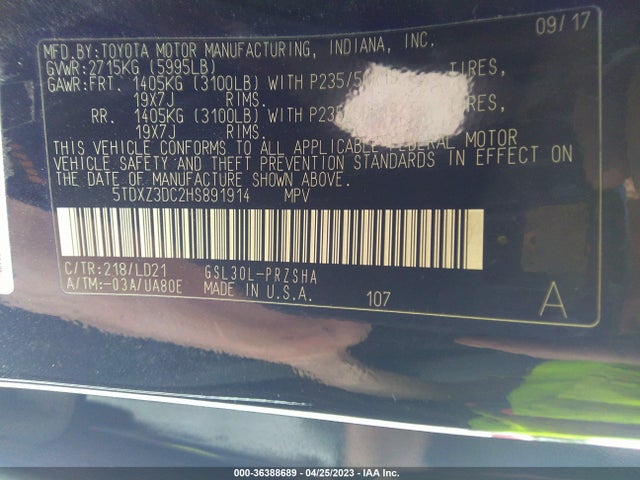 Toyota SIENNA SE 2017 5TDXZ3DC2HS891914 Image 9