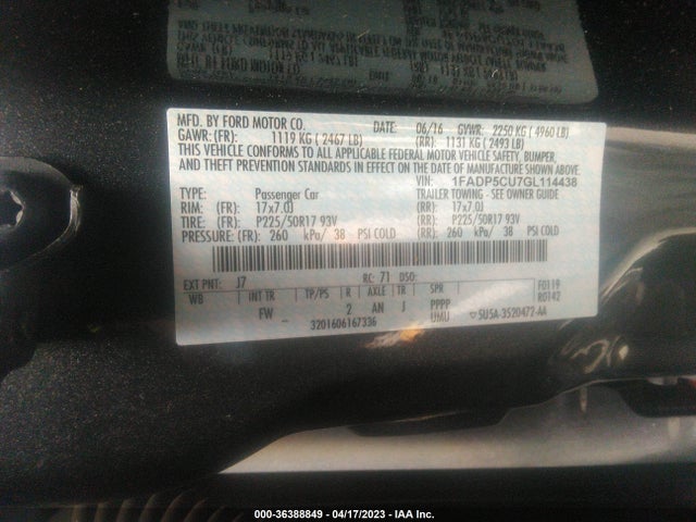 2016 Ford C-Max, VIN: 1FADP5CU7GL114438