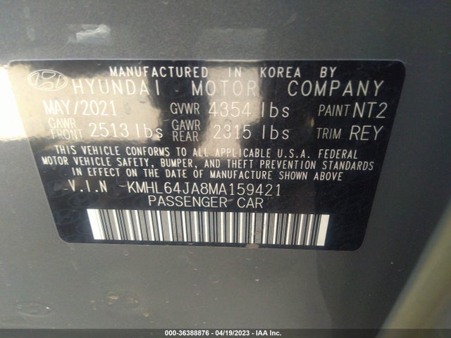 Hyundai SONATA SEL 2021 KMHL64JA8MA159421 Image 10