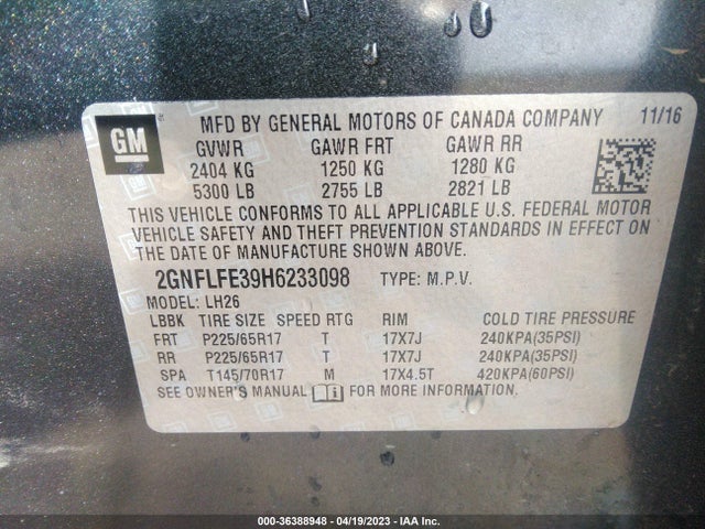 Chevrolet EQUINOX LT 2017 2GNFLFE39H6233098 Image 11