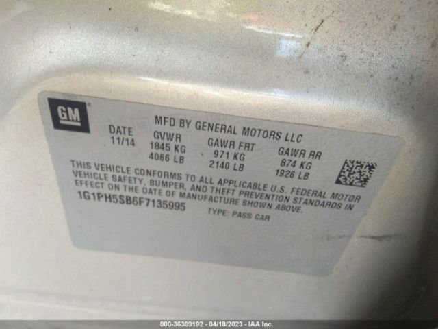 1G1PH5SB6F7135995 Chevrolet Cruze Eco Auto