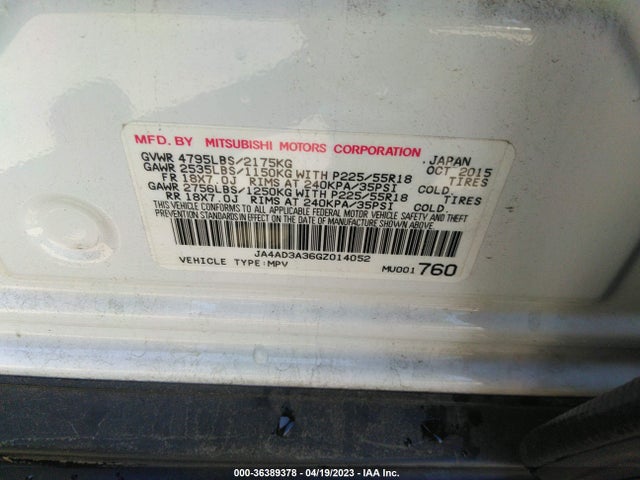 JA4AD3A36GZ014052 Mitsubishi Outlander Se/sel