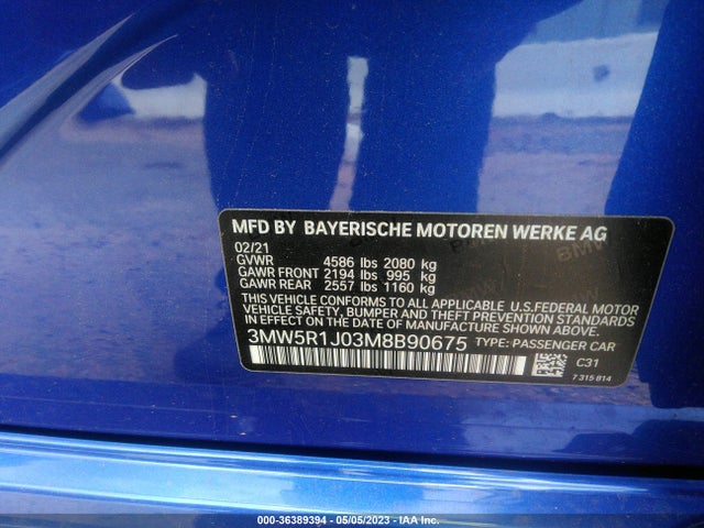 BMW 3 Series 330i 2021 аукцион фото