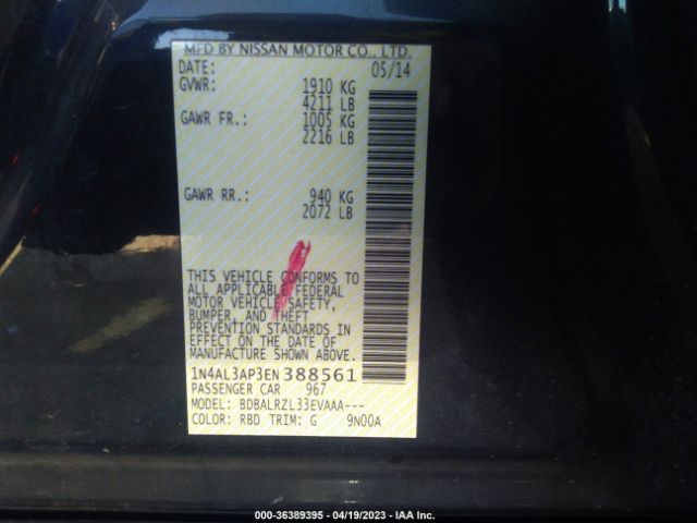 1N4AL3AP3EN388561 Nissan Altima 2.5 S