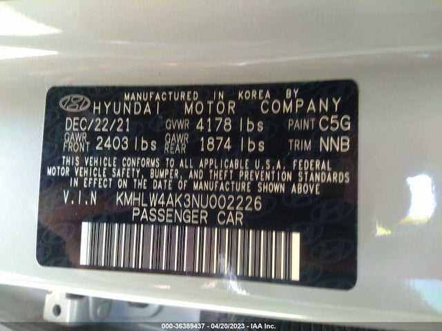 2022 Hyundai Elantra, VIN: KMHLW4AK3NU002226