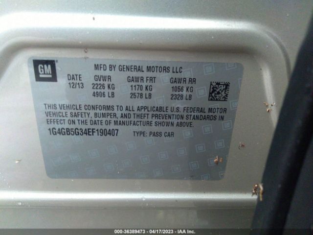 1G4GB5G34EF190407 Buick Lacrosse Leather