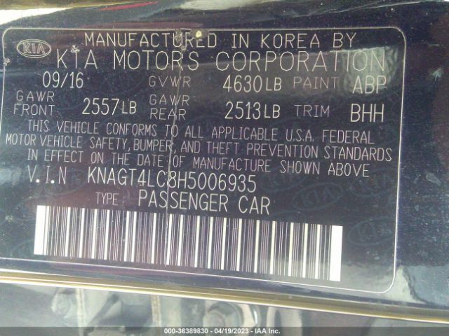 KNAGT4LC8H5006935 KIA Optima Hybrid Base