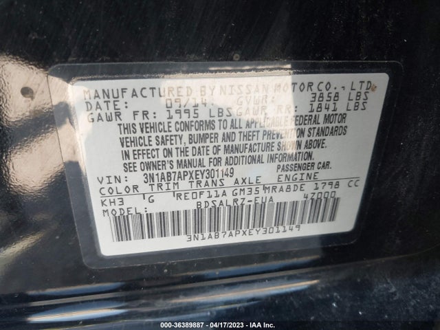 2014 NISSAN SENTRA SR VIN: 3N1AB7APXEY301149