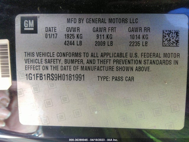 Chevrolet Camaro 1lt 2017 1G1FB1RS9H0181991 Image 9
