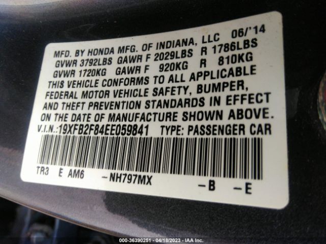 19XFB2F84EE059841 Honda Civic Sedan Ex