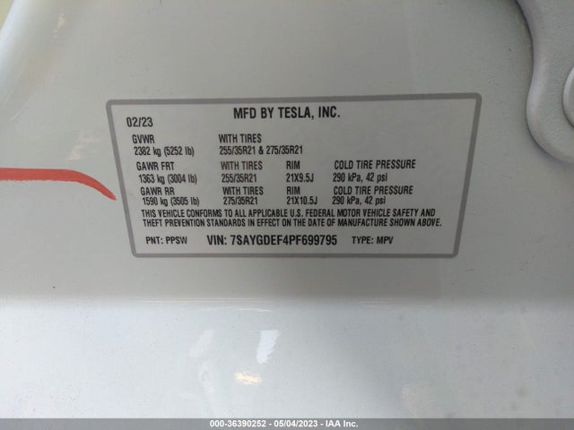 Tesla Model Y Performance 2023 7SAYGDEF4PF699795 Image 9