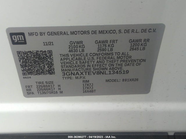 Chevrolet EQUINOX LT 2022 3GNAXTEV8NL134519 Image 9