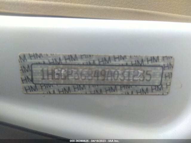 2009 HONDA ACCORD SDN EX-L VIN: 1HGCP36849A031235