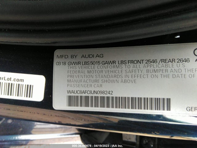 WAUC8AFC8JN098242 Audi A6 Premium/sport