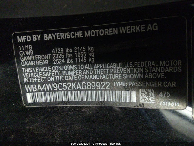 WBA4W9C52KAG89922 BMW 4 Series 440i Xdrive