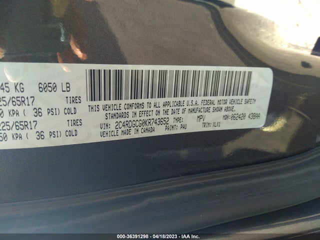 Dodge Grand Caravan Sxt 2019 2C4RDGCG0KR743652 Image 9