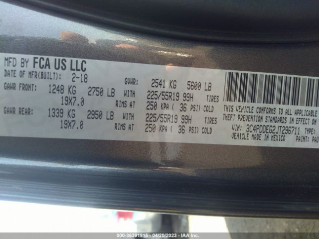 3C4PDDEG2JT296711 Dodge JOURNEY GT