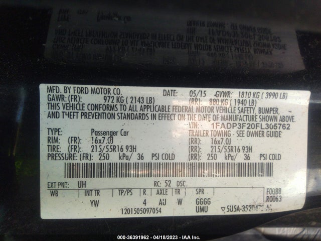 Ford FOCUS SE 2015 1FADP3F20FL305762 Image 11