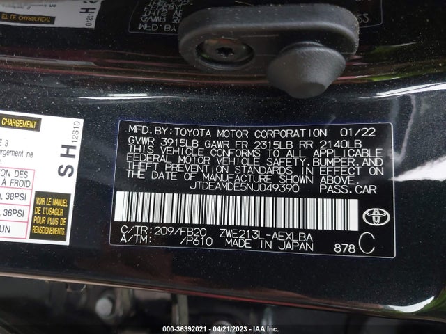 Toyota Corolla Hybrid Le 2022 JTDEAMDE5NJ049390 Image 11