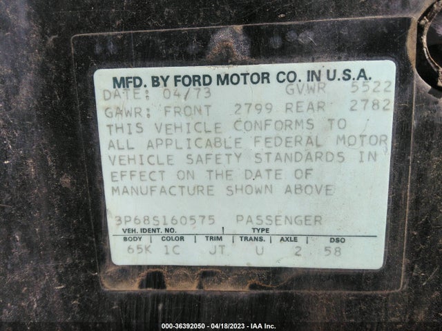 1974 FORD LTD BROUGHAM VIN: 3P68S160575