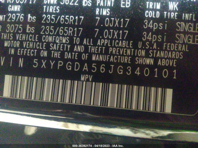 5XYPGDA56JG340101 KIA Sorento Lx V6