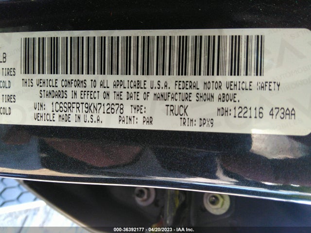 RAM 1500 Laramie 2019 1C6SRFRT9KN712678 Image 10