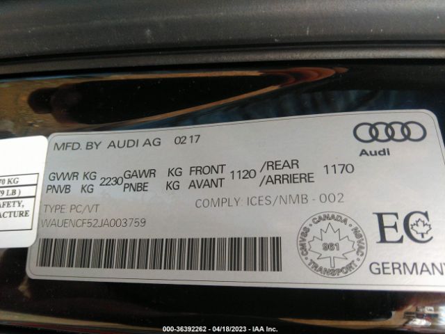 WAUENCF52JA003759 Audi A5 2.0t Premium