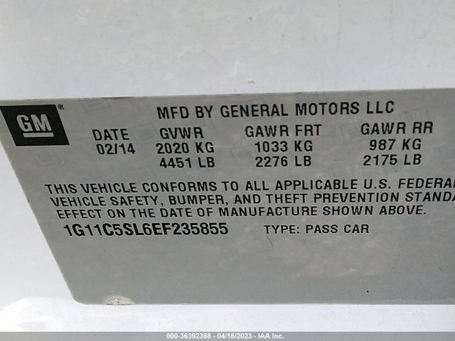Chevrolet MALIBU LT 2014 1G11C5SL6EF235855 Image 10