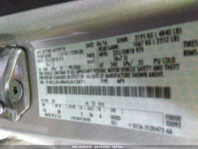 Ford Escape Titanium 2017 1FMCU9J96HUA13970 Image 10