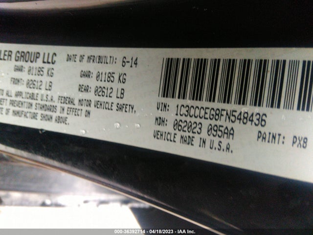 2015 Chrysler 200 C მანქანა იყიდება აუქციონზე, vin: 1C3CCCEG8FN548436, აუქციონის ნომერი: 36392714