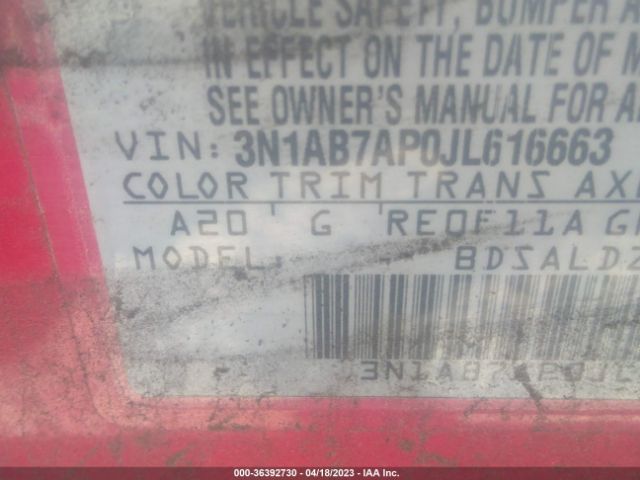 3N1AB7AP0JL616663 Nissan SENTRA SV