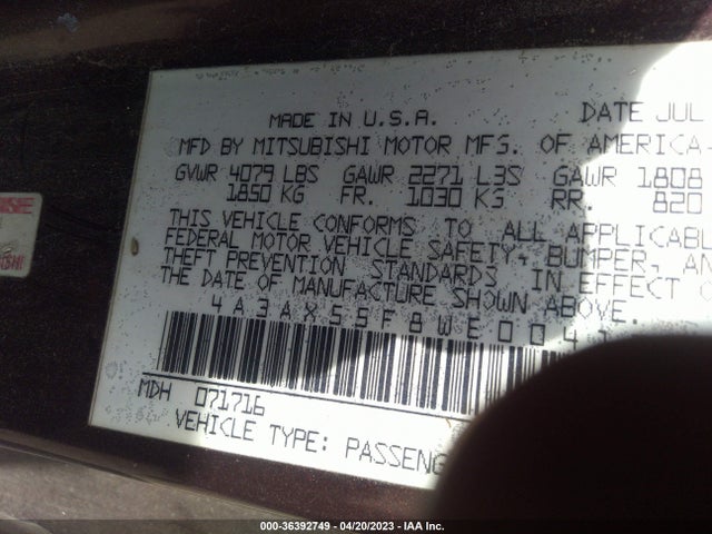 1998 MITSUBISHI ECLIPSE GS-T VIN: 4A3AX55F8WE004171