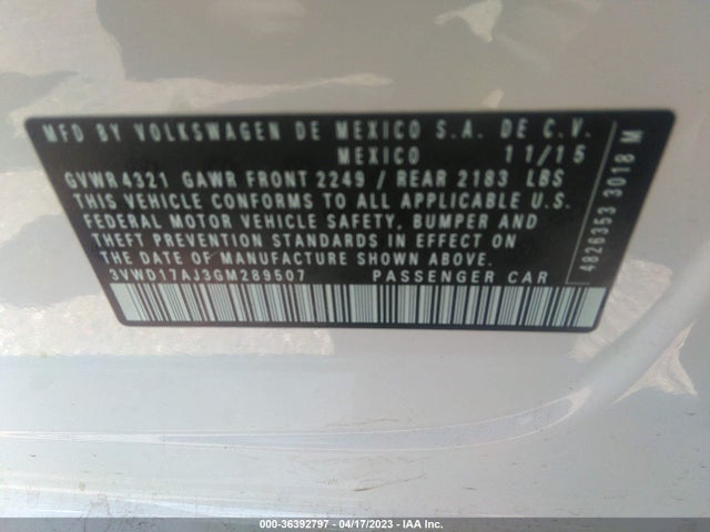 3VWD17AJ3GM289507 Volkswagen Jetta Sedan 1.8t Sport