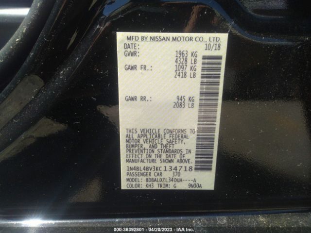 1N4BL4BV3KC134718 Nissan Altima 2.5 S