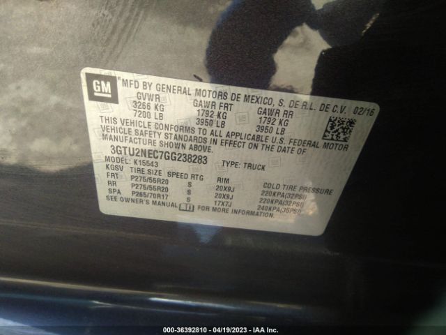 3GTU2NEC7GG238283 GMC Sierra 1500 Slt