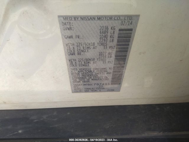5N1AT2MT6EC797495 Nissan Rogue Sl