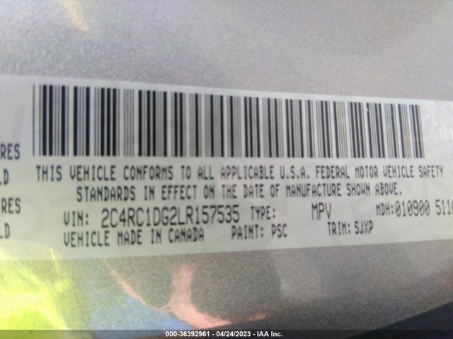 2020 CHRYSLER VOYAGER LXI VIN: 2C4RC1DG2LR157535